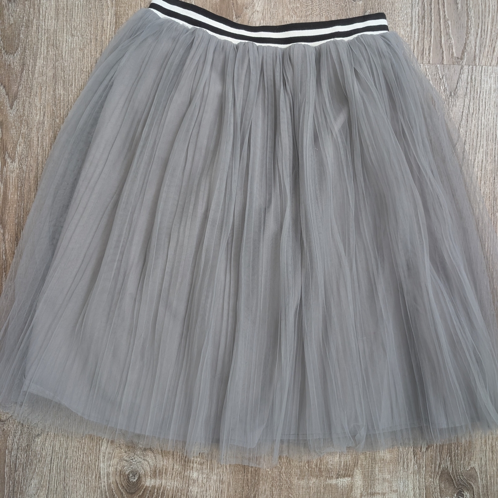 Dip Gray Pleated Skater Midi Skirt
